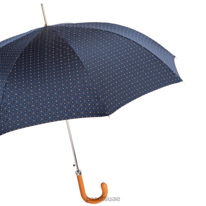 مظلة | 478 51404-2 ع - مظلة بطبعة ربطة عنق ومقبض جلدي برتقالي PASOTTI Z446V152